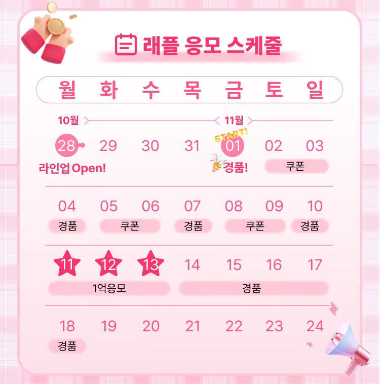 100원 래플 응모 스케줄